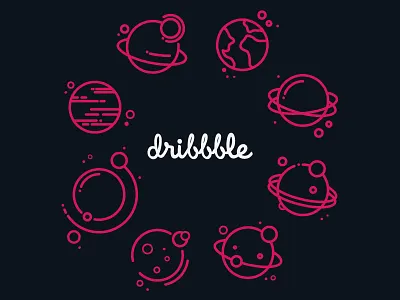 Hello dribbble dribbble gallaxy illustrator invitation invite moon planet space star sun universum vector