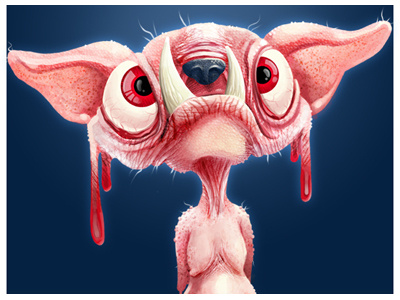 Hairless Albino character concept creature creepy cute digital painting illustration photoshop