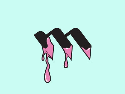 M drip goo gum illustration letter m melt paint slime