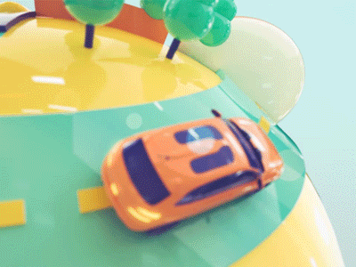 Cena Carro 3d car colorfull globo planet redshift street three