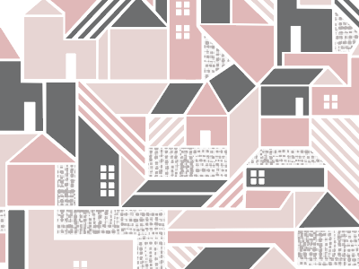 home illustration geometric home house pattern pink