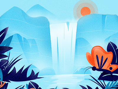 Río Celeste costa rica illustration nature waterfall