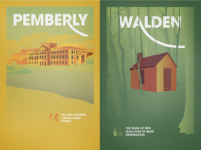 Fantasy Worlds art deco books fantasy illustration novels pemberly pride and prejudice thoreau walden