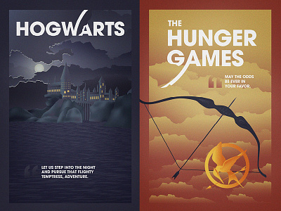 Fantasy Worlds art deco books fantasy harry potter hogwarts hunger games illustration novels