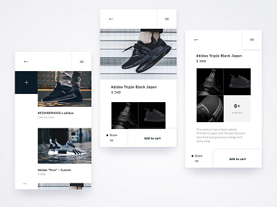 Shoes Mobile Webshop black cart clean minimal mobile shoes web webshop white