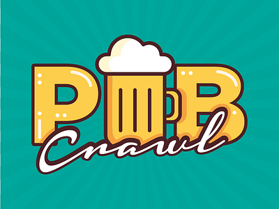 Pub Crawl Logo 2d art beer clean design icon identity illustration logo type typography vector