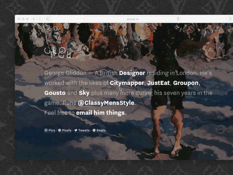 New personal page and domain – animated bio brand designer identity london persona portfolio ui ux water waves