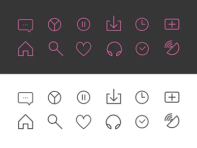 Minimalistic Icon Set add chat clock design heart home icon set illustration music ui ux