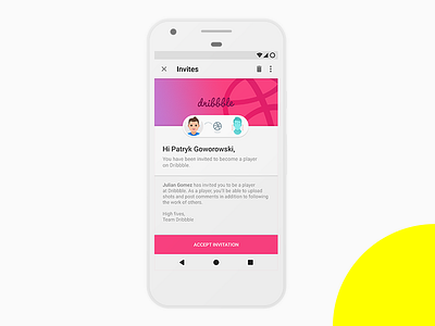 Hello Dribbble! android email first shot invitation ui