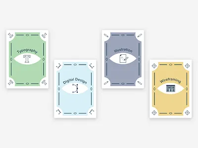 Skill Tarot Cards card designer digital design eggplant icons illustration skills skillz that killz tarot card typography wireframing