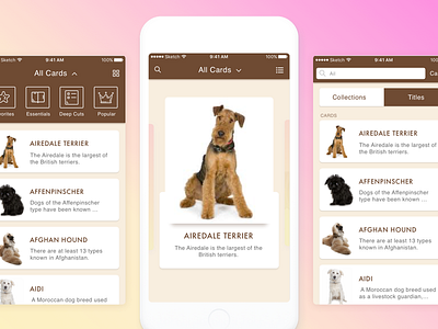 Dog Breeds android breed card category dog dog breeds dogs ios search sort swipe