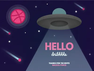 Hello Dribbble! abduction asteroids debut debut shot design illustration inception shot shots stars texture ufo