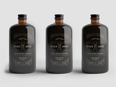 Spiderhouse Cold Brew art bottle brew coffee cold design house line mockup package print spider