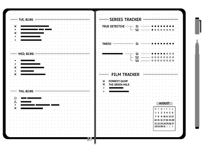 Minimal BulletJournal adobe black bujo bulletjournal bw grey illustrator inspiration minimal minimalist photoshop white