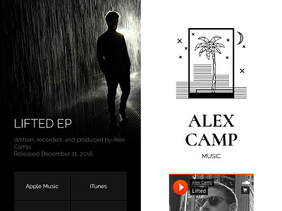 Alex Camp Music - website for my music alex camp ep lifted music palm tree rain room soundcloud