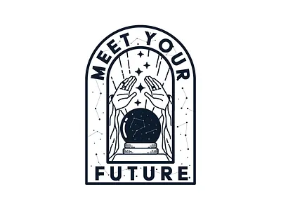Meet Your Future (One Color) digital fortune teller illustration one color stars