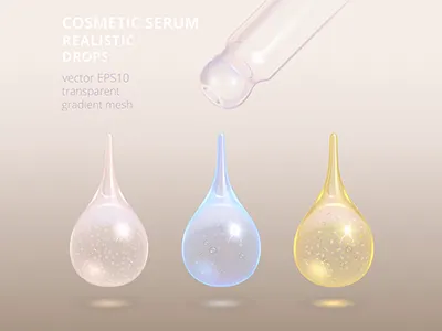 Cosmetic Serum. Set of vector transparent droplets. acid anti aging collagen cosmetic drop droplet glitter moisturizer serum skincare transparent vector