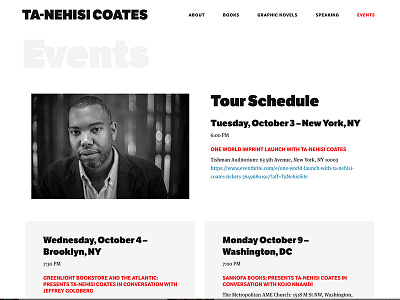 Ta-Nehisi Coates Events author web design web development wordpress