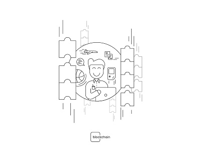 Blockchain folks - 01 bitcoin block blockchain icon line linework logo minimal