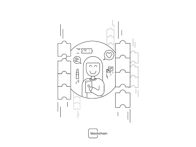 Blockchain folks - 02 bitcoin block blockchain icon line linework logo minimal