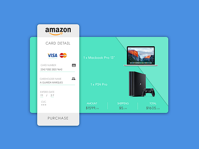 Daily UI #2 - Credit Card Checkout amazon card checkout credit daily macbook mastercard ps4 purchase ui visa