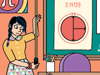 Measuring cartoon cartoonist childrensillustration fun illustration kidlitart maths pi wip