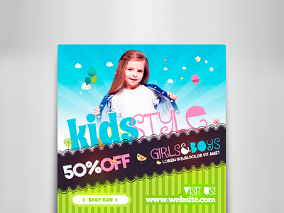Kids Banner Ads boutique colorful cute kids party promo promotion sale shop store sweet web ads