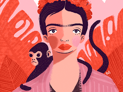 Frida Kahlo frida kahlo girly illustration mexican monkey pink