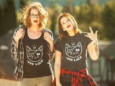 Bad Luck Cat apparel design graphic design bad cat not cool bad luck cat graphic tee