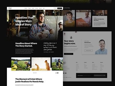 Client Stories card carousel dark mode footer grid header hero landing page slate ui ux web design