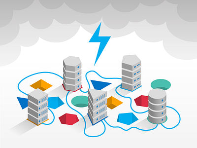 Intel Data Storage Illustration clean data illustrator isometric minimalist servers tech vector