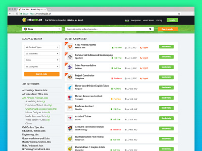 CebuJobs career cebu employment filter job seeker jobs jobsite local location search ui website