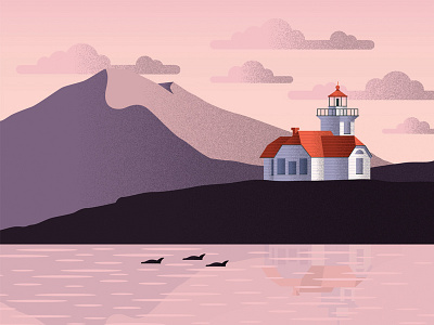 Patos Island Lighthouse clouds first shot illustration island lighthouse ocean pacific northwest patos island reflection san juan islands sunset washington