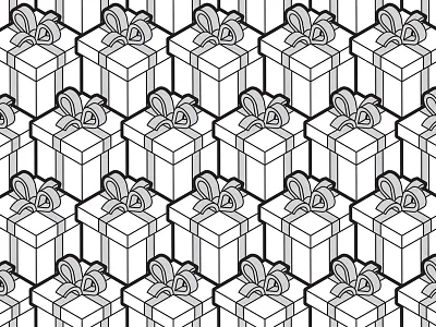 Gift pattern bow box gift holiday icon illustration isometric pattern present ribbon symbol vector