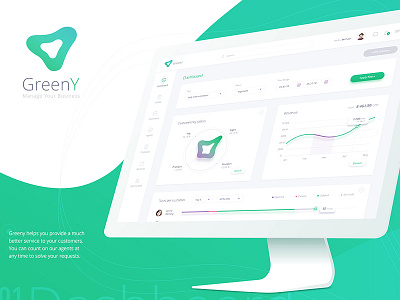 Greeny app chart crm dashboard sales statistics ui