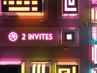 Invite Giveaway city cyberpunk giveaway illustration invitation invite invites light low poly neon night retro