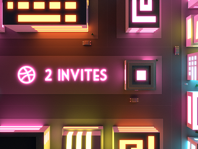 Invite Giveaway city cyberpunk giveaway illustration invitation invite invites light low poly neon night retro