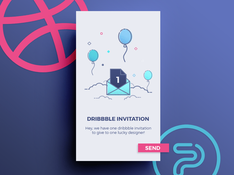 Dribbble invite animation baloon cloud draft drafting dribbble flat invitation invite welcome