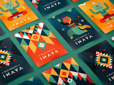 INAYA Festival identity cat character dance ethnic flyer fox hippie ornament pattern tribal yoga