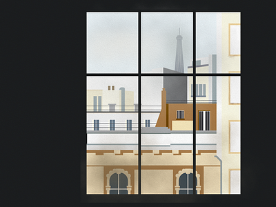 View from my stairwell illustration paris window