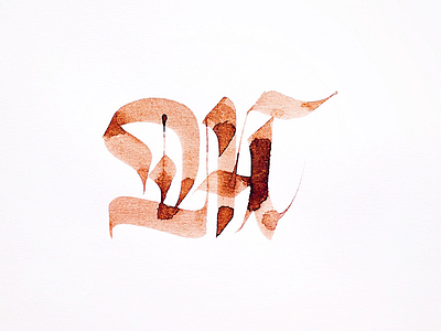 M calligraphy custom fraktur lettering m parallel pen