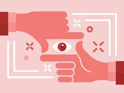 Outside Perspective digital illustration eye framing hands illustration perspective red social media