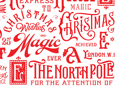 Christmas lettering calligraphy christmas design icon illustration lettering print red type typography vintage white