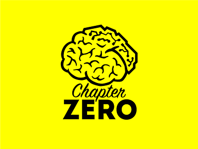 Chapter Zero logo brain branding lobes logo retro typography yellow