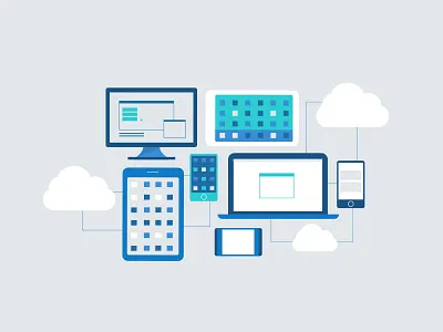 Networked devices cloud devices iphone laptop monitor network phone tablet technology