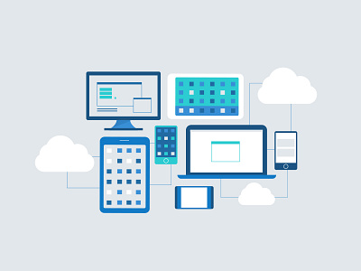 Networked devices cloud devices iphone laptop monitor network phone tablet technology
