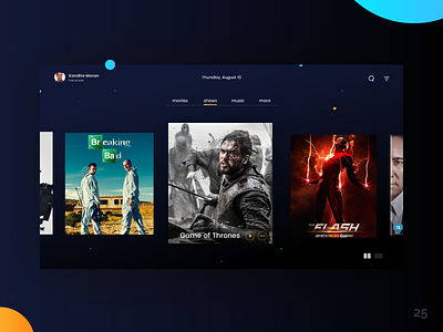 TV App - Daily UI:: #025 app bubbles color dailyui mobile movies music shows tv app ui