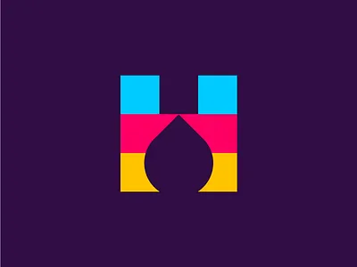 H + Ink drop drop ink logotype minimalistic monogram