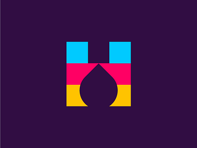 H + Ink drop drop ink logotype minimalistic monogram