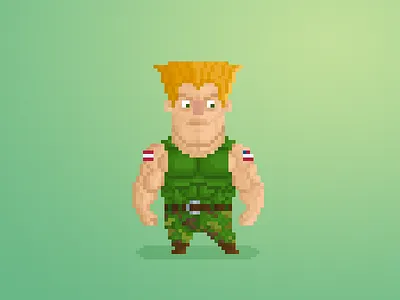 Pixel Little Guys & Gals 67: Guile 8bit 90s anime character flat game guile logo pixel retro street fighter